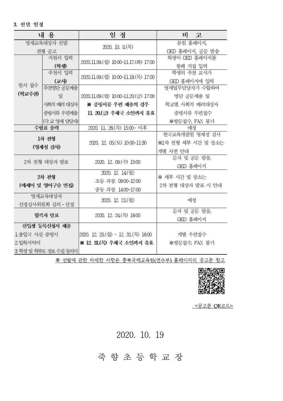 2021학년도 충북국제교육원 영어영재과정 교육대상자 선발 안내문002